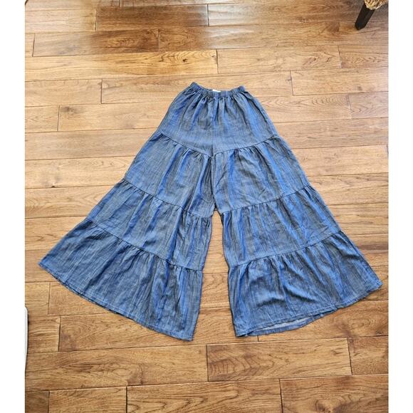 Natural Life Pants - Natural Life Patti Palazzo Pants Denim Blue Women’s XS Boho Cottagecore Wide-Leg